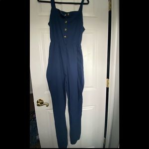 Charlotte Russe Blue Button Jumpsuit